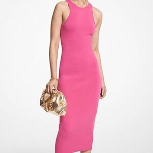 MICHAEL Michael Kors Hot Pink Ribbed Tank Midi Dress